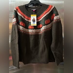 Vince Camuto Festive Brown and Orange Sweater